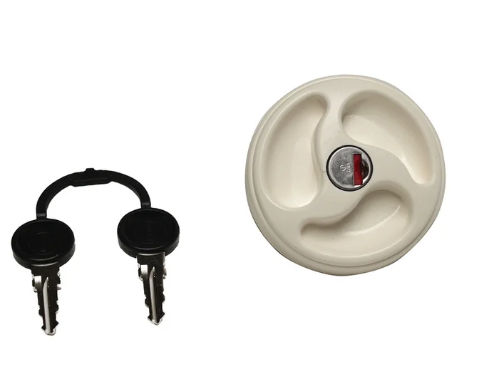 3-Griff Tankschloss mit Zylinder und 2 Schlüsseln – Weiß
