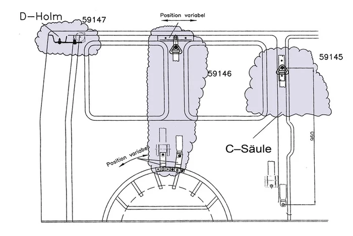 3-Punktgurtadaption VW T5 Kastenwagen Set 1 C-Säule links oder rechts
