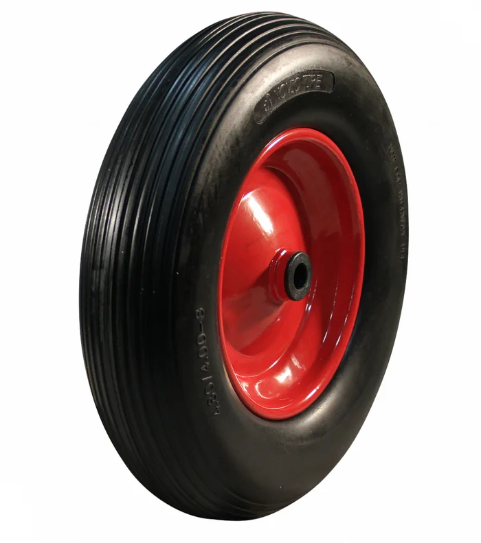 4.00-8 Schubkarrenrad – pannensicher Vollgummireifen mit Stahlfelge – 200 kg Tragfähigkeit – 25 mm Achsloch/Nabendurchmesser – mit Kugellager