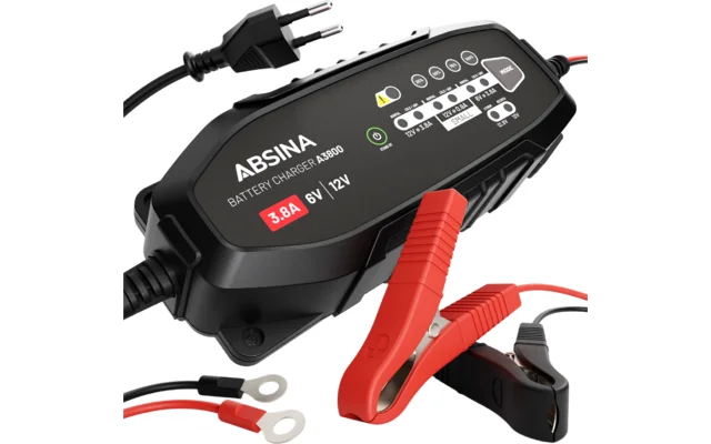 Absina vollautomatisches 8-Stufen-Ladegerät A3800 für Fahrzeuge 6 V / 12 V / 3,8 A