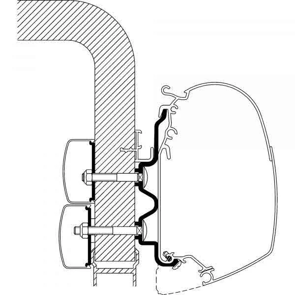 Adapter für Hymer Exsis / Hymer Camp 99 zu Omnistor Serie 5 und 8, Länge 5,50m