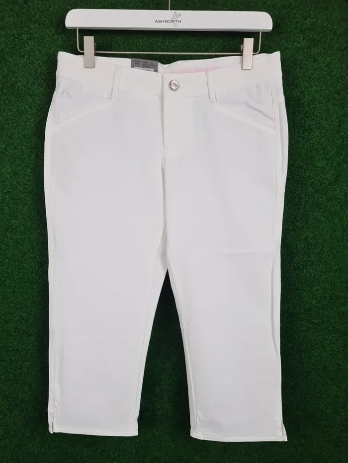 ALBERTO Mona-C Capri Golfhose – Damen (Weiß, 34, 3xDRY Cooler, Regular Fit)