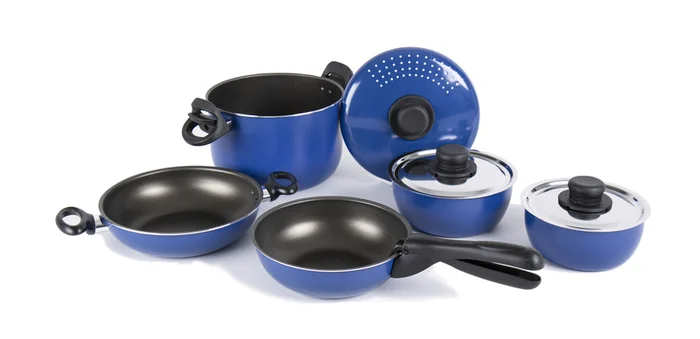 Alu Camping-Kochgeschirr mit Antihaftbeschichtung – 9-teilig
