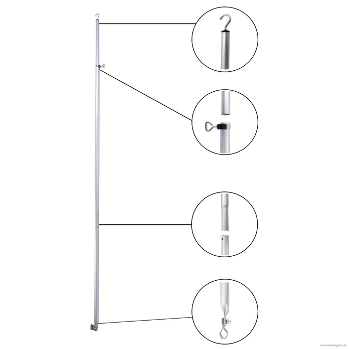 Alu Dachhakenstange 25 mm, 170-260 cm