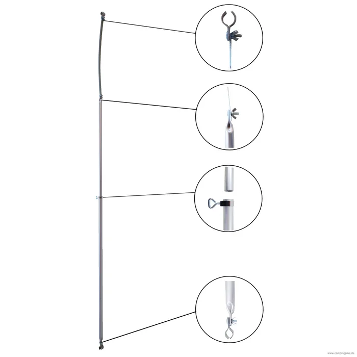 Alu Schellenstange gebogen 25mm 205-255cm