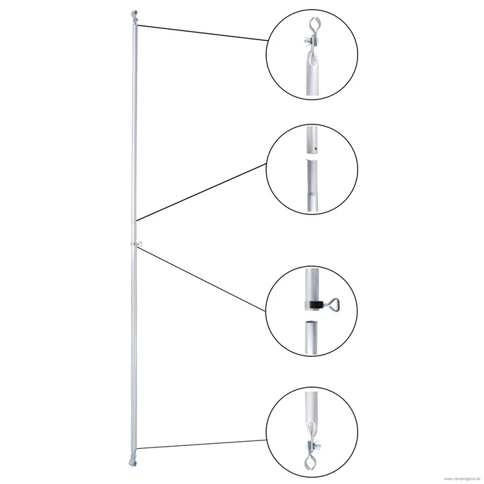 Alu Schellenstange/Verandastange 25 mm, 160-260 cm
