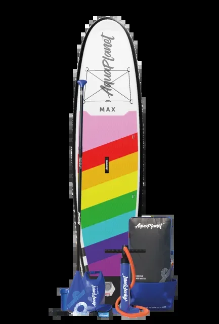 Aquaplanet MAX 10’6″ aufblasbares Paddle-Board-Paket – Regenbogen Großhandel Großhandel