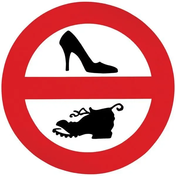 Aufkleber – kein Schuhwerk