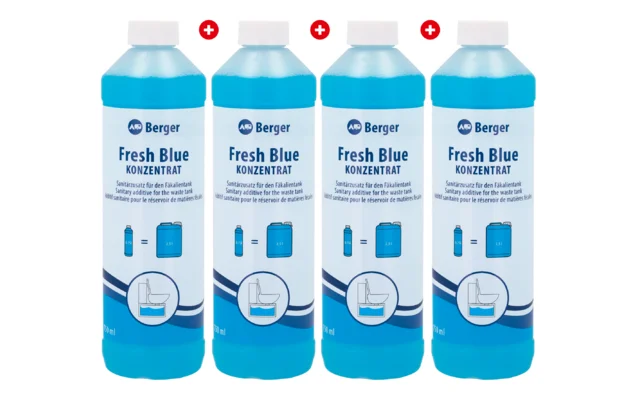 Berger Fresh Blue Konzentrat 750 ml 4x im Set- Sanitärzusatz für den Fäkalientank