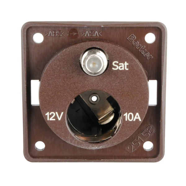 Berker Integro Steckdose 12 V + SAT, braun matt