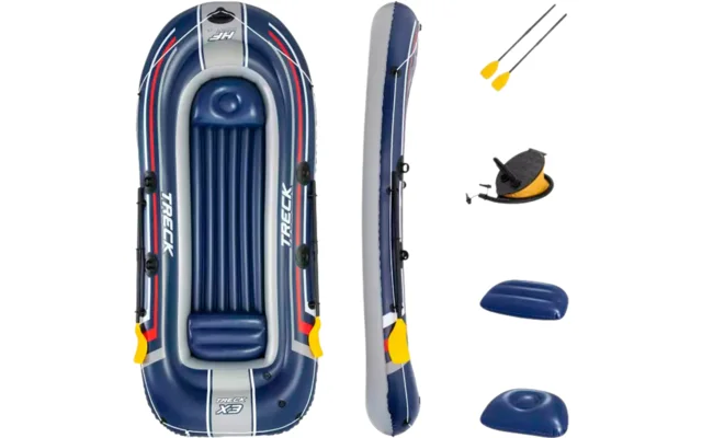 Bestway Hydro Force Treck X3 Schlauchboot Set 5 teilig für 3 Erwachsene und Kind 307 x 126 x 39 cm