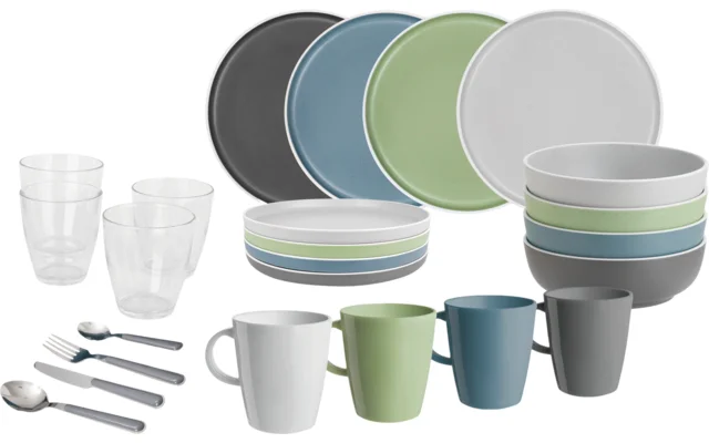 Brunner All Inclusive Dolomit buntes Melamingeschirrset 36 teilig 4 Personen