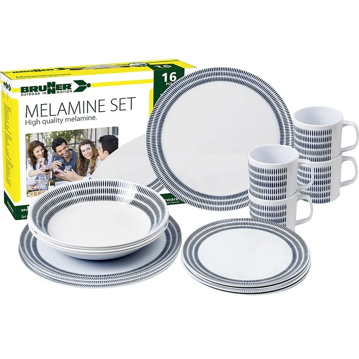 Brunner Geschirrset Bluebay 16-teilig, weiß/blau