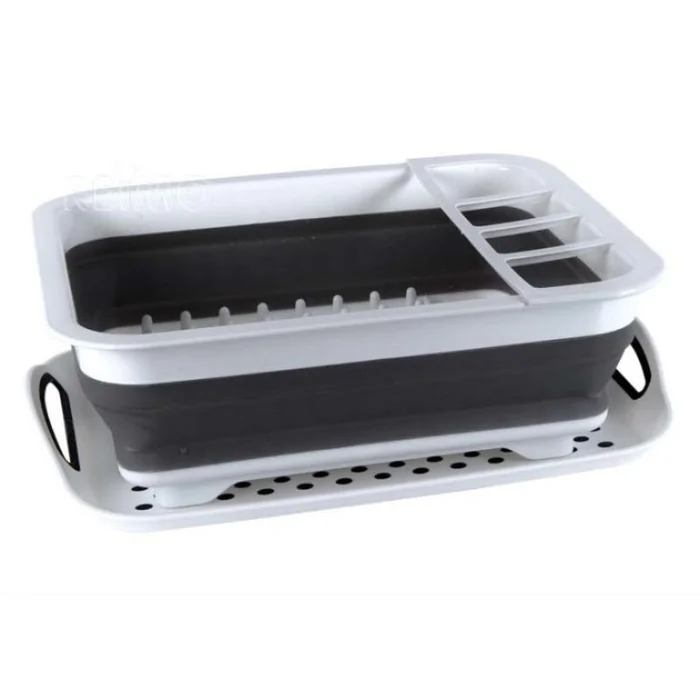 Camp4 Geschirrtrockner faltbar mit Abtropfschale, schwarz/weiß