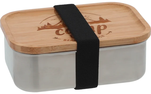 Camplife Edelstahldose mit Bambusdeckel und Gummiband