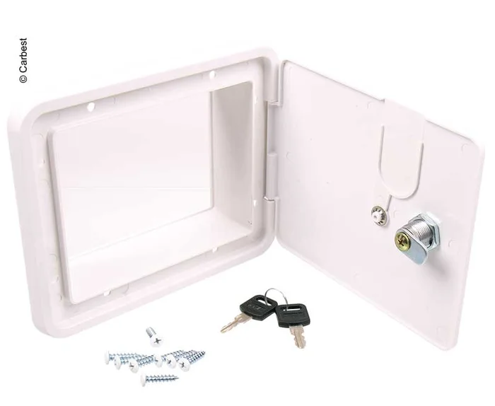 Carbest Serviceklappe mit Schloss, Außenmaß 193x165mm, weiß