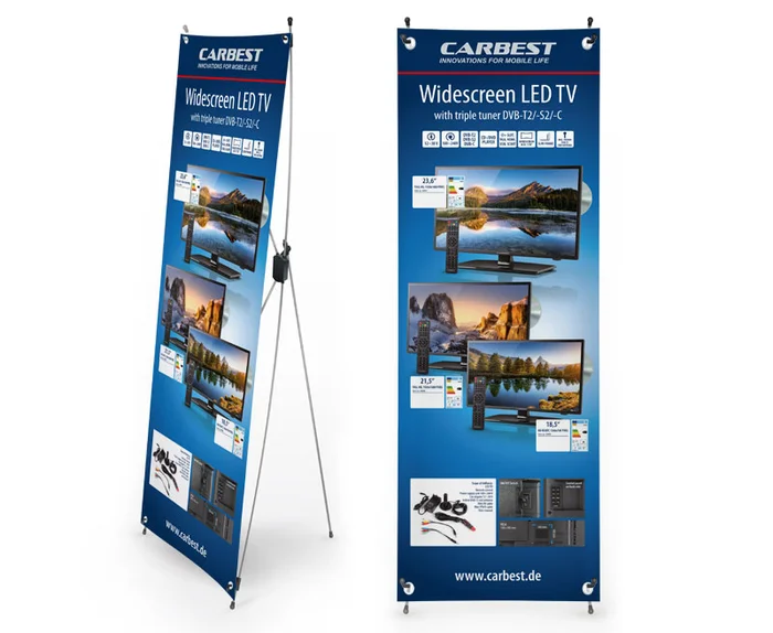 Carbest X-Banner – Motiv: Fernseher, Größe: 600×1800 mm