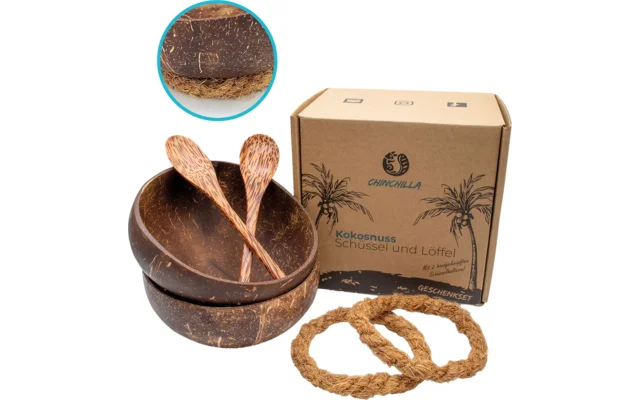 Chinchilla Kokosnussschalen mit Löffel und Halterung 2er-Set