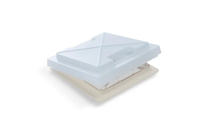 Dachhaube mit Moskitonetz 280 x 280 mm – Milchglas – Innenrahmen Beige