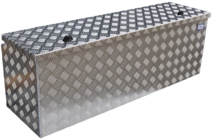 DE HAAN BOX HUW – 1140x340x400 mm Aluminium Riffelblech Deichselbox – mit Butterfly-Schloss