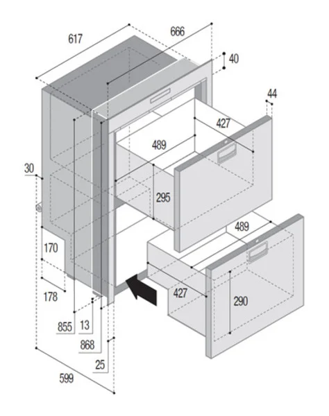Doppel Schublade Gefrier- / Kühlschrank DW180 DTX – 144 l