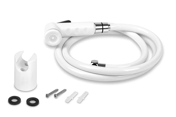 Duschset weiß mit Absperrhebel, 150 cm