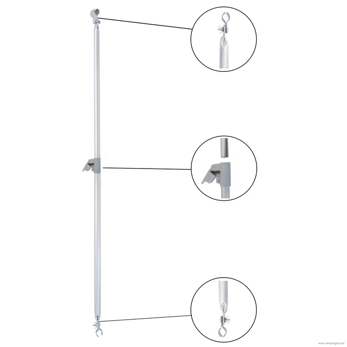 DWT Veranda-/ Dachauflagestange Alu 25 x 1 mm 2 Schellen u. GripStop, 75-120 cm