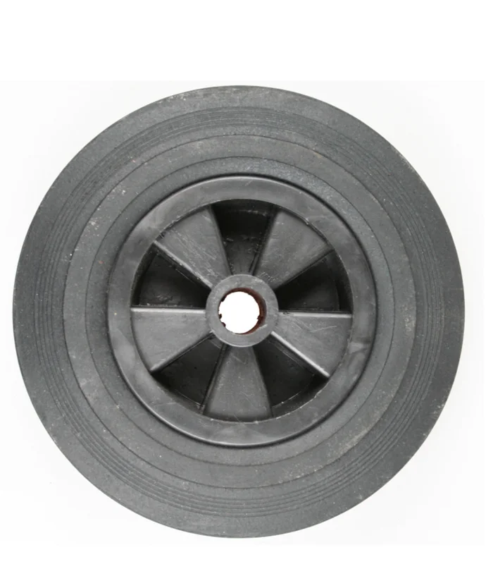 Einzelne Ersatzrad für Stützrad mit Kunststofffelge 200 x 50. Mit Rohr von 48 mm Durchmesser.