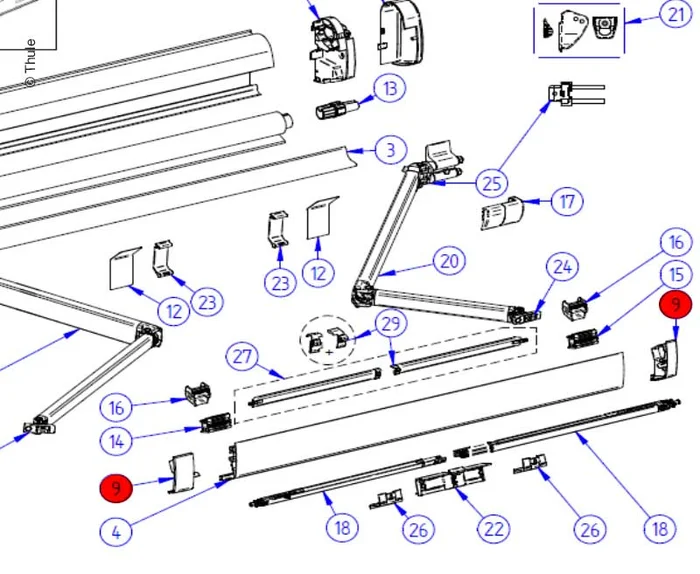 Endkappen links und rechts Leadrail – TO 5200 – Anthrazit