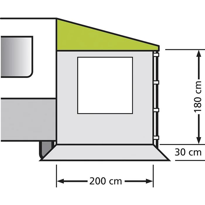EuroTrail Seitenwand für Sonnendach Universal, mit Fenster 180 x 200 cm