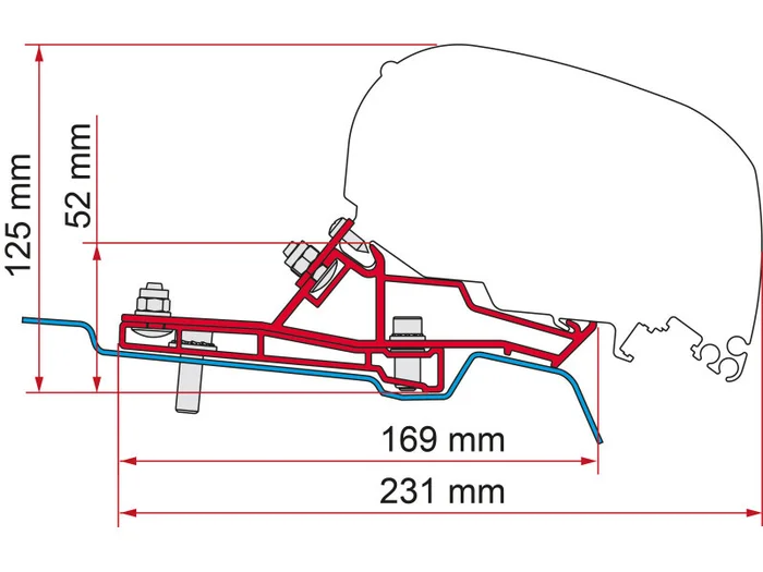 Fiamma Adapter Ford Transit Van H2 L3 – Für F80 – 320 cm – Rechtslenker