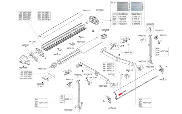 Fiamma Aufkleber für Markise F80L – Farbe Deep Black Fiamma Ersatzteilnummer 98673H277
