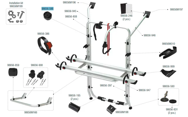 Fiamma Distanzstück schwarz passend für Carry Bike T2 / T4 / T5 / T6 / Sprinter / Crafter / Viano / Vito / Vivaro / Trafic / Custom / Ducato – Fiamma Ersatzteilnummer 98656-586