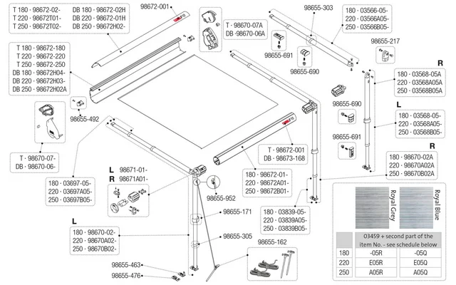 Fiamma Gehäuse für Markise F35pro 180 – Farbe Deep Black Fiamma Ersatzteilnummer 98672H04-