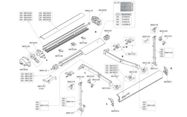 Fiamma Gehäusedeckel für Markise F80L 550 – Farbe Deep Black Fiamma Ersatzteilnummer 98673H254
