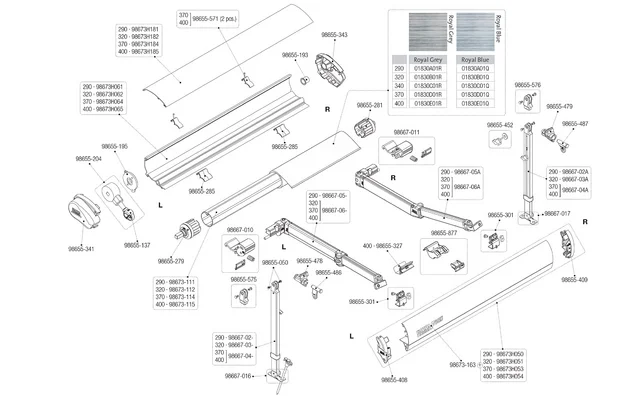 Fiamma Gelenkarm links für F65 S – 015 Fiamma Artikelnummer 98667-05-