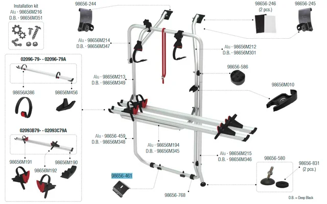 Fiamma Halterung unten passend für Carry Bike VW T5 D / T6 D – Fiamma Ersatzteilnummer 98656-461