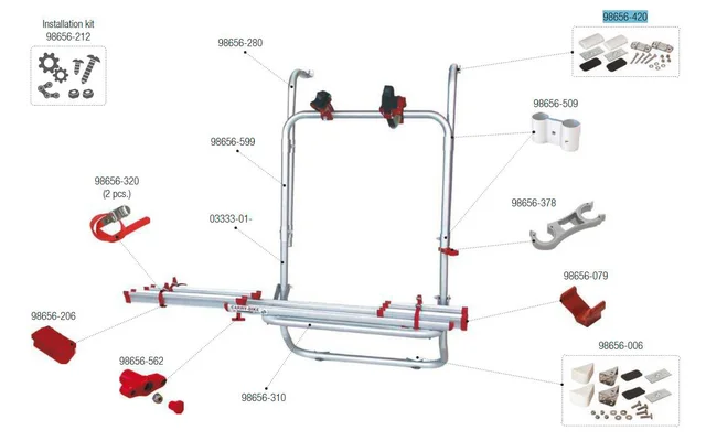 Fiamma Halterungskit oben passend für Carry Bike 200 DB – Fiamma Ersatzteilnummer 98656-420
