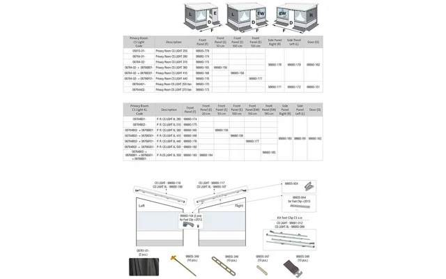 Fiamma Kit Front Panel für Markisenzelt Privacy Room CS Light 270 Van – Fiamma Ersatzteilnummer 98660-173