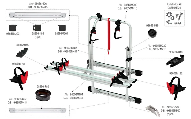 Fiamma Montagesatz für Carry Bike 200 DJ / Sprinter RS Fiamma Artikelnummer 98656M221