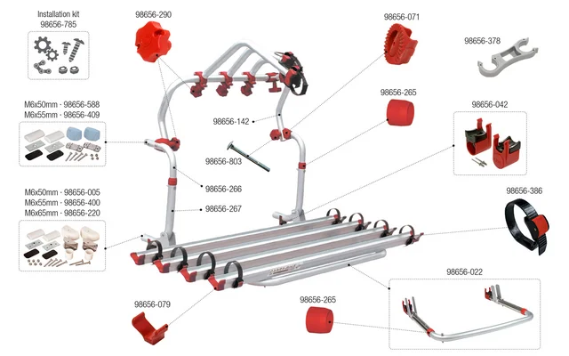 Fiamma Montagesatz für Carry Bike L80 Fiamma Artikelnummer 98656-785