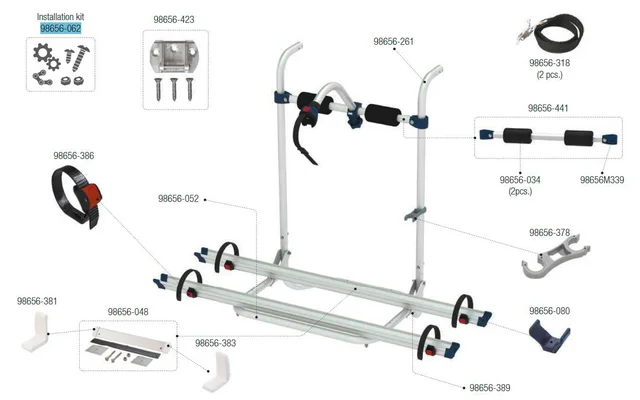 Fiamma Montagesatz passend für Carry Bike Caravan Hobby – Fiamma Ersatzteilnummer 98656-062