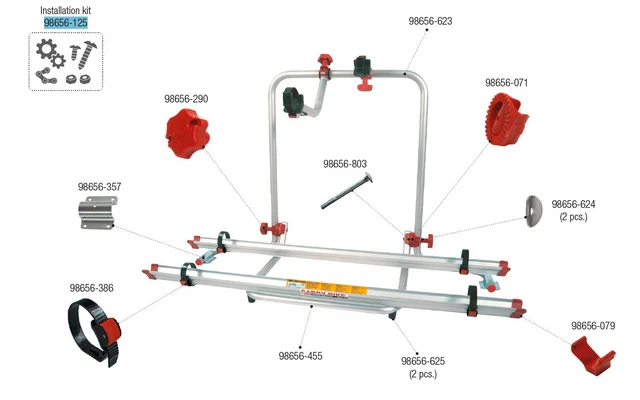 Fiamma Montagesatz passend für Carry Bike Garage Plus – Fiamma Ersatzteilnummer 98656-125