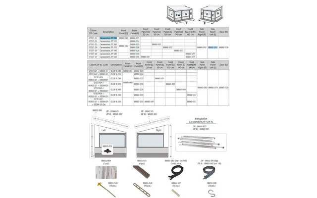 Fiamma Seitenwand links für Markise Caravanstore ZIP 280 – 550 – Fiamma Ersatzteilnummer 98660-043