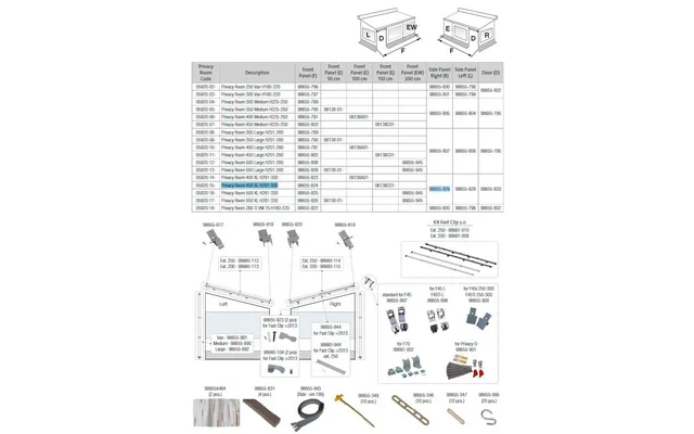 Fiamma Seitenwand rechts für Markise Privacy Room F45 400-550 XL H281-330 – Fiamma Ersatzteilnummer 98655-829