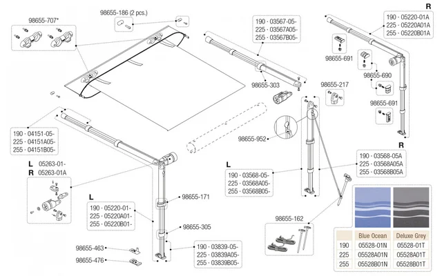 Fiamma Spannarm 190 für Caravanstore 05 Fiamma Artikelnummer 03567-05-