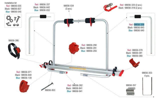Fiamma Tragestruktur oben links passend für Carry Bike Caravan XL A – Farbe Rot Fiamma Ersatzteilnummer 98656-339