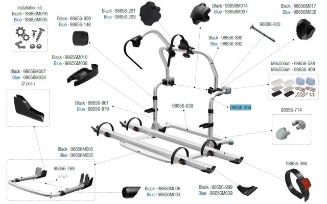 Fiamma Tragestruktur oben passend für Carry Bike Pro C / Pro C E-Bike / CL / L80 / SE – Fiamma Ersatzteilnummer 98656-266