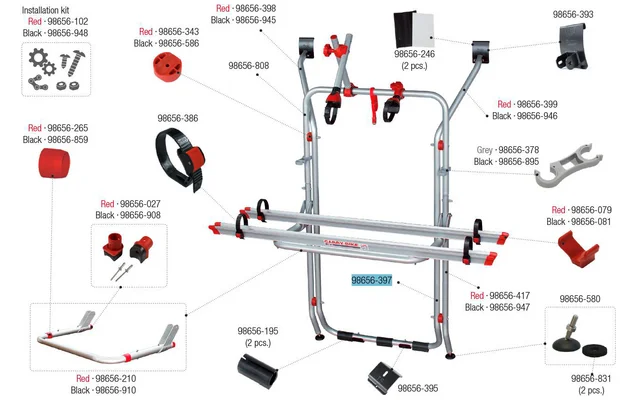 Fiamma Tragestruktur unten passend für Carry Bike VW T6 / VW T5 – Fiamma Ersatzteilnummer 98656-397