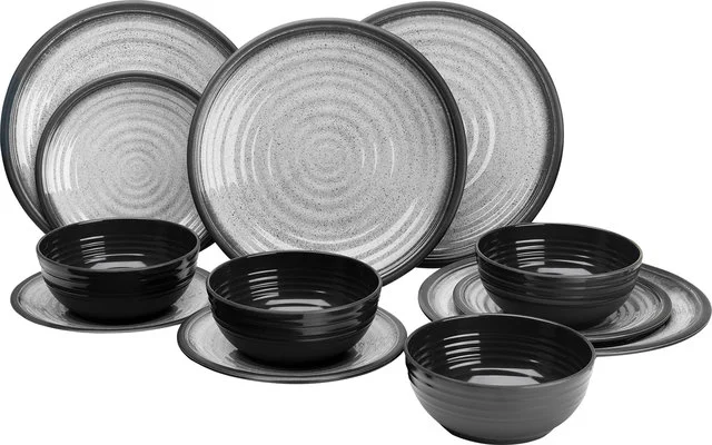 Flamefield Granite Melamin Geschirr-Set 12-tlg.